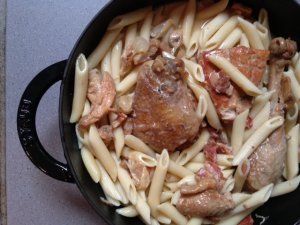 poulet à la crème et pâtes