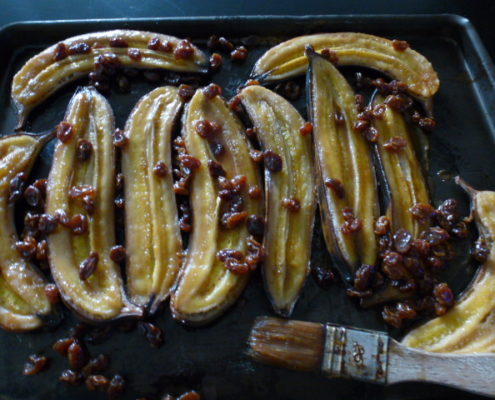 bananes cuisiné au rhum et au caramel au beurre salé