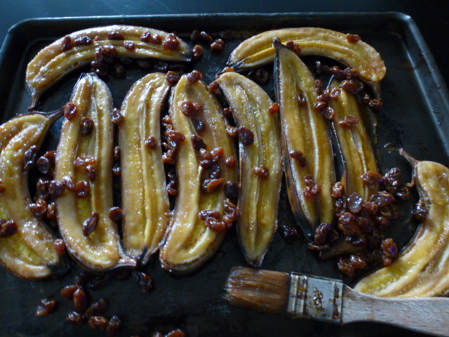 bananes cuisiné au rhum et au caramel au beurre salé