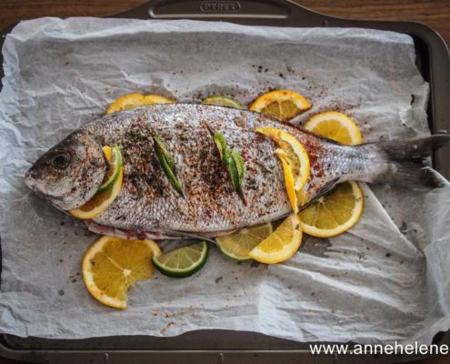 dorade cuite entière aux agrumes