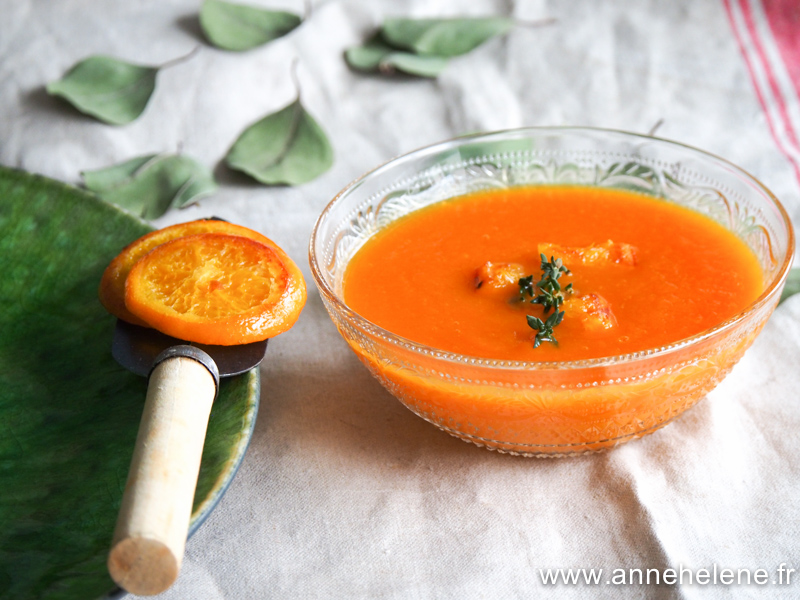velouté de carotte à la mandarine et au thym