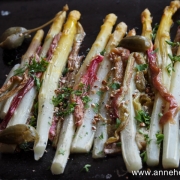 recette asperge et rhubarbe roties au four