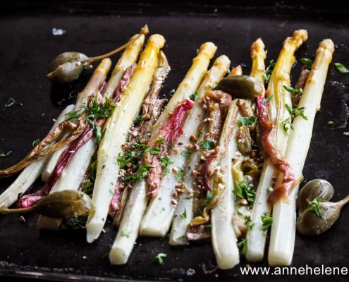 recette asperges et rhubarbes cuisinées au four