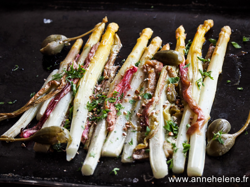 recette asperges et rhubarbes cuisinées au four